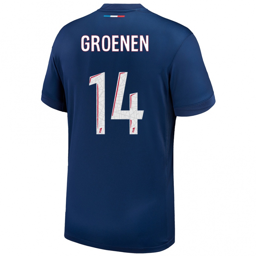 Kandiny Enfant Maillot Jackie Groenen #14 Bleu Marine Blanc Tenues Domicile 2024/25 T-Shirt