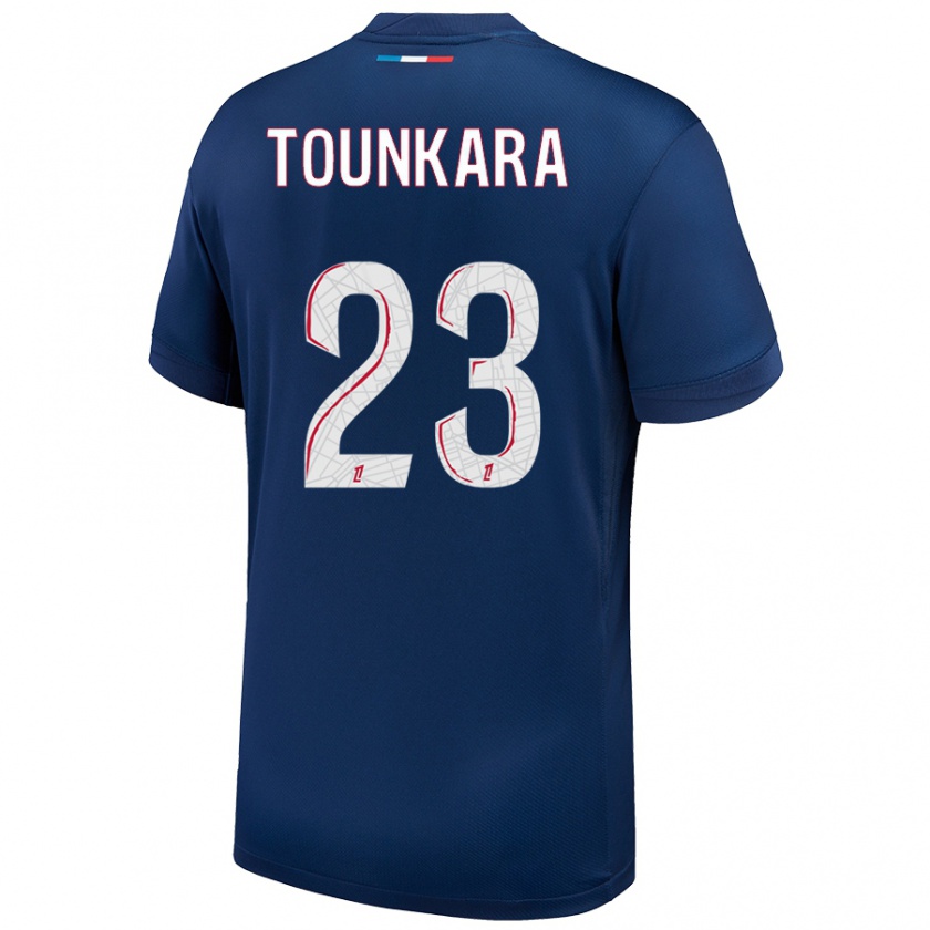 Kandiny Enfant Maillot Aïssatou Tounkara #23 Bleu Marine Blanc Tenues Domicile 2024/25 T-Shirt