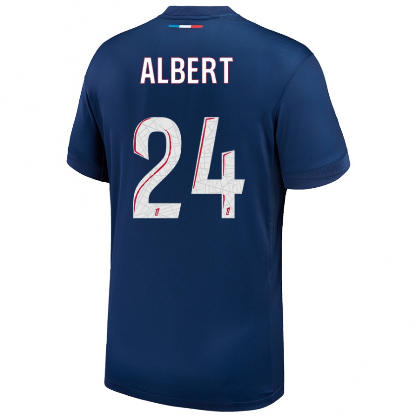 Kandiny Enfant Maillot Korbin Albert #24 Bleu Marine Blanc Tenues Domicile 2024/25 T-Shirt