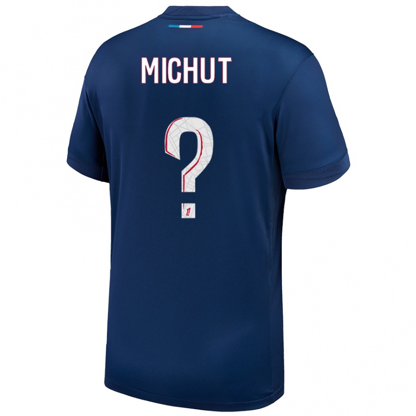 Kandiny Enfant Maillot Etienne Michut #0 Bleu Marine Blanc Tenues Domicile 2024/25 T-Shirt