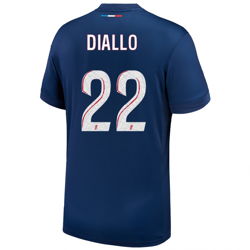 Kandiny Enfant Maillot Abdou Diallo #22 Bleu Marine Blanc Tenues Domicile 2024/25 T-Shirt