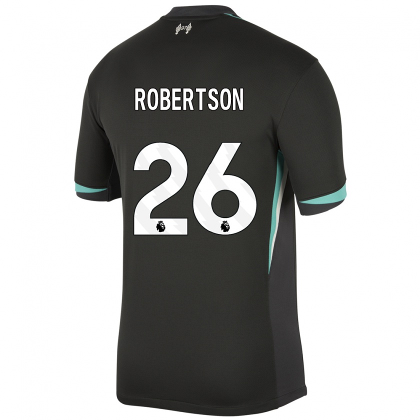 Kandiny Enfant Maillot Andrew Robertson #26 Noir Anthracite Blanc Tenues Extérieur 2024/25 T-Shirt