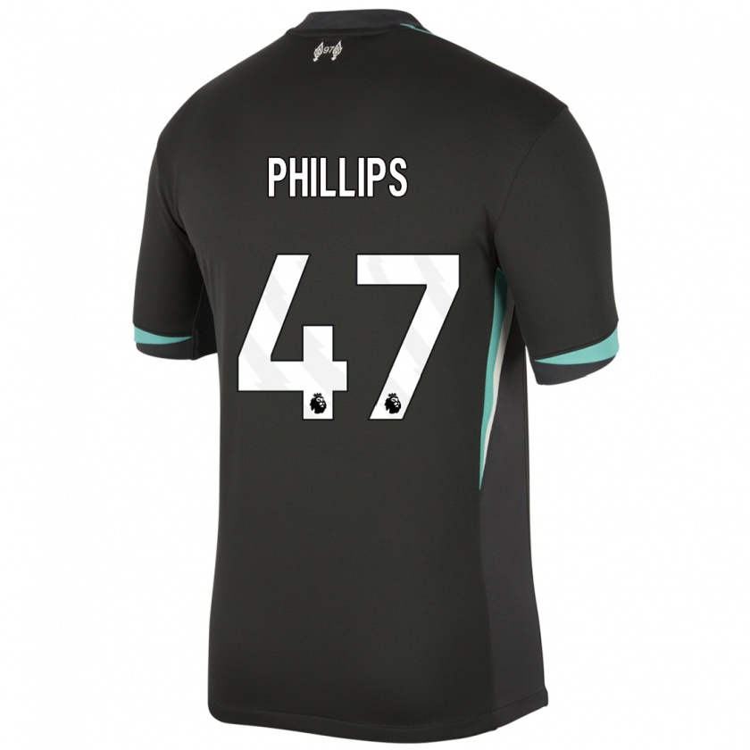 Kandiny Enfant Maillot Nathaniel Phillips #47 Noir Anthracite Blanc Tenues Extérieur 2024/25 T-Shirt