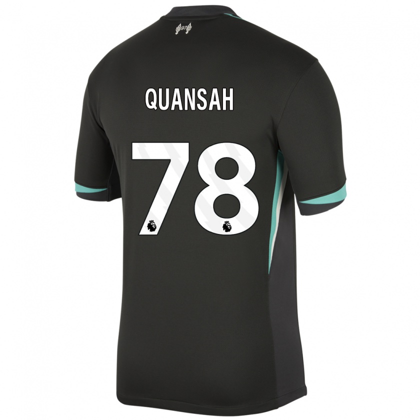 Kandiny Enfant Maillot Jarell Quansah #78 Noir Anthracite Blanc Tenues Extérieur 2024/25 T-Shirt