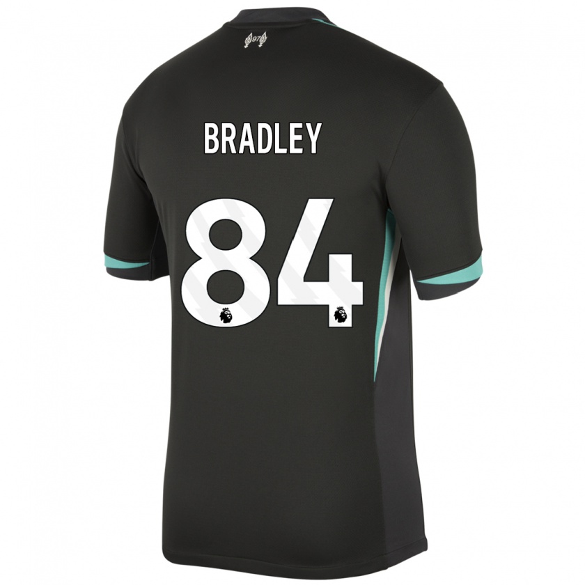 Kandiny Enfant Maillot Conor Bradley #84 Noir Anthracite Blanc Tenues Extérieur 2024/25 T-Shirt