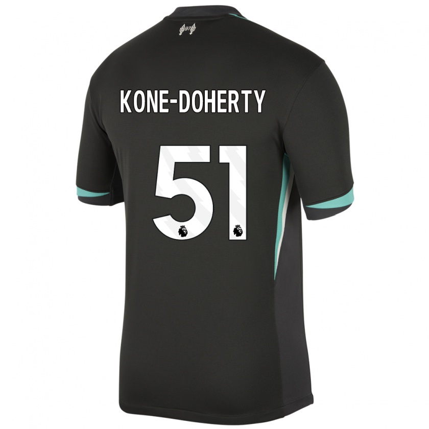 Kandiny Enfant Maillot Trent Kone-Doherty #51 Noir Anthracite Blanc Tenues Extérieur 2024/25 T-Shirt