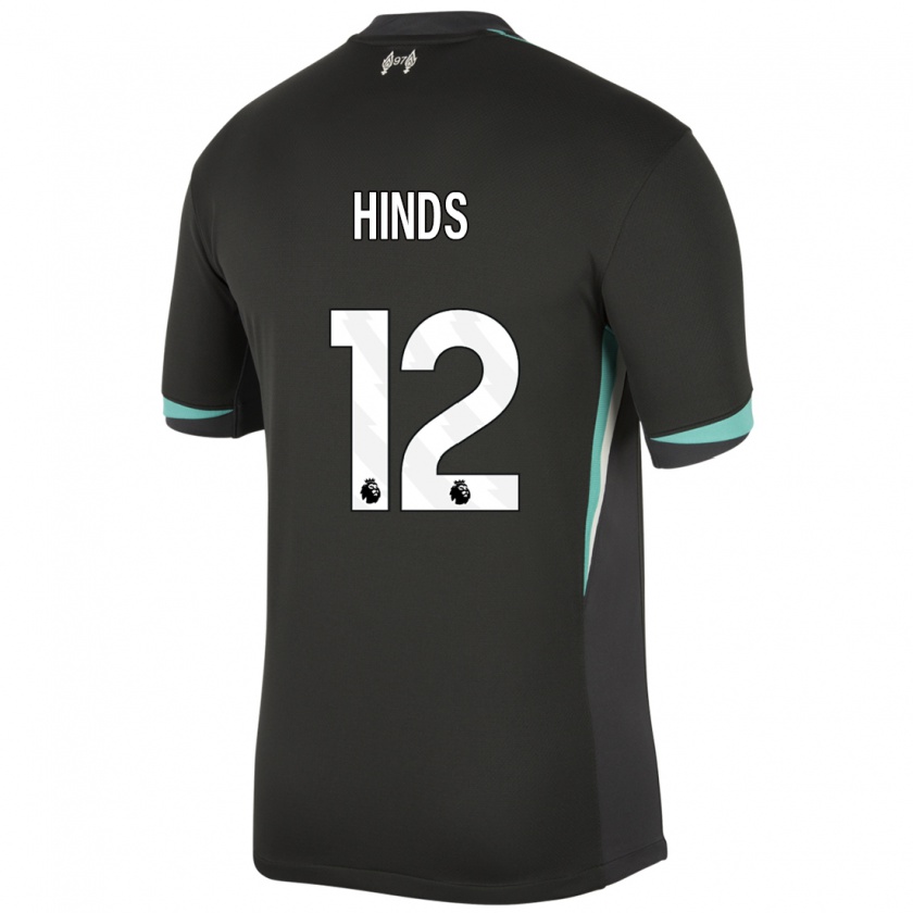 Kandiny Enfant Maillot Taylor Hinds #12 Noir Anthracite Blanc Tenues Extérieur 2024/25 T-Shirt