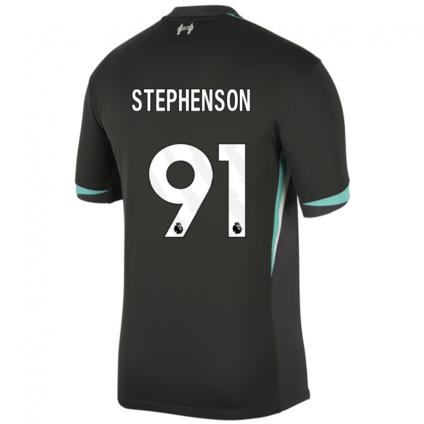 Kandiny Enfant Maillot Luca Stephenson #91 Noir Anthracite Blanc Tenues Extérieur 2024/25 T-Shirt