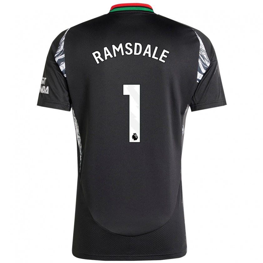 Kandiny Enfant Maillot Aaron Ramsdale #1 Noir Tenues Extérieur 2024/25 T-Shirt