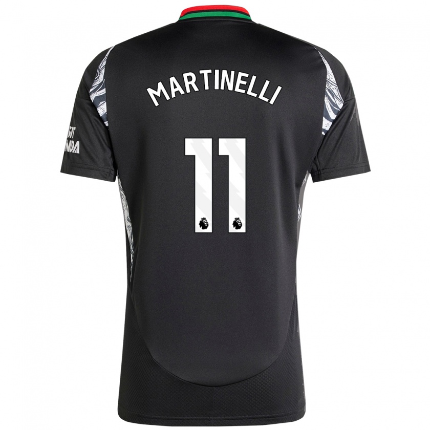 Kandiny Enfant Maillot Gabriel Martinelli #11 Noir Tenues Extérieur 2024/25 T-Shirt