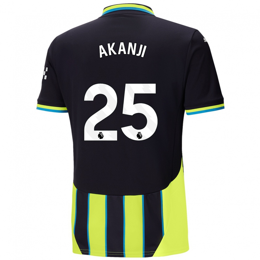 Kandiny Enfant Maillot Manuel Akanji #25 Bleu Jaune Tenues Extérieur 2024/25 T-Shirt