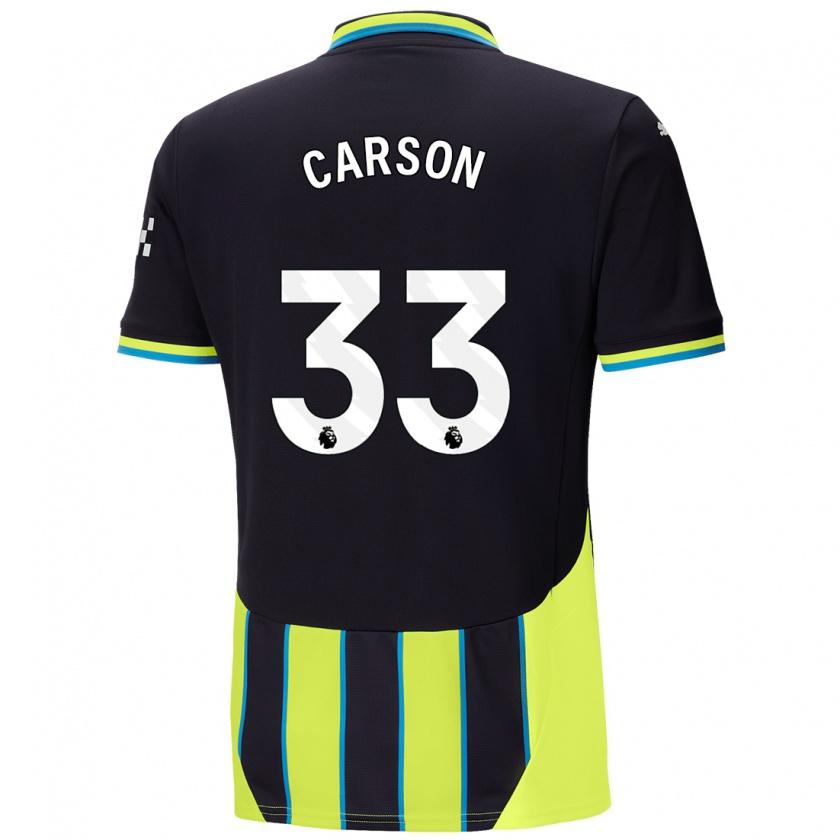 Kandiny Enfant Maillot Scott Carson #33 Bleu Jaune Tenues Extérieur 2024/25 T-Shirt