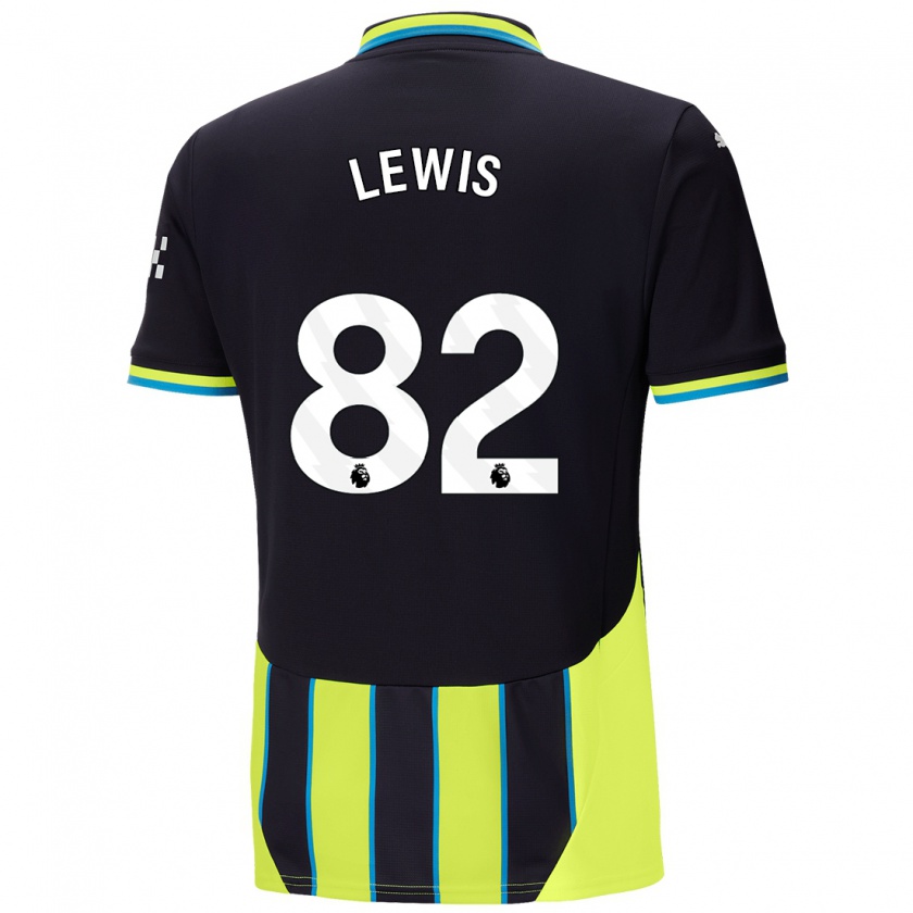 Kandiny Enfant Maillot Rico Lewis #82 Bleu Jaune Tenues Extérieur 2024/25 T-Shirt