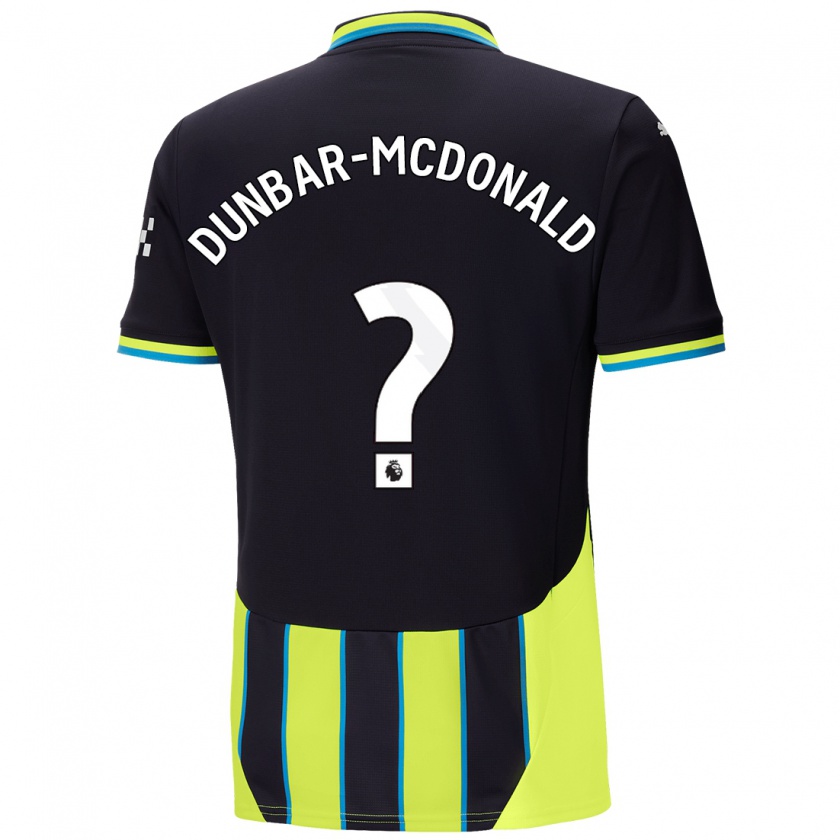 Kandiny Enfant Maillot Christian Dunbar-Mcdonald #0 Bleu Jaune Tenues Extérieur 2024/25 T-Shirt