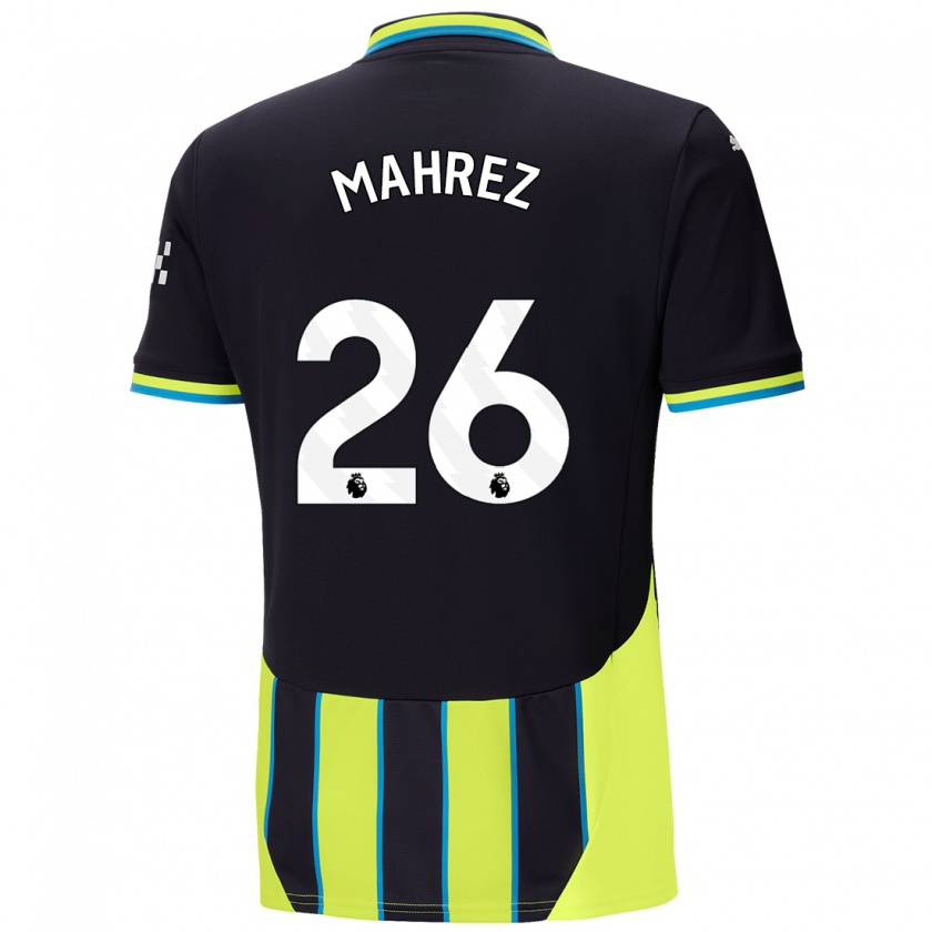 Kandiny Enfant Maillot Riyad Mahrez #26 Bleu Jaune Tenues Extérieur 2024/25 T-Shirt