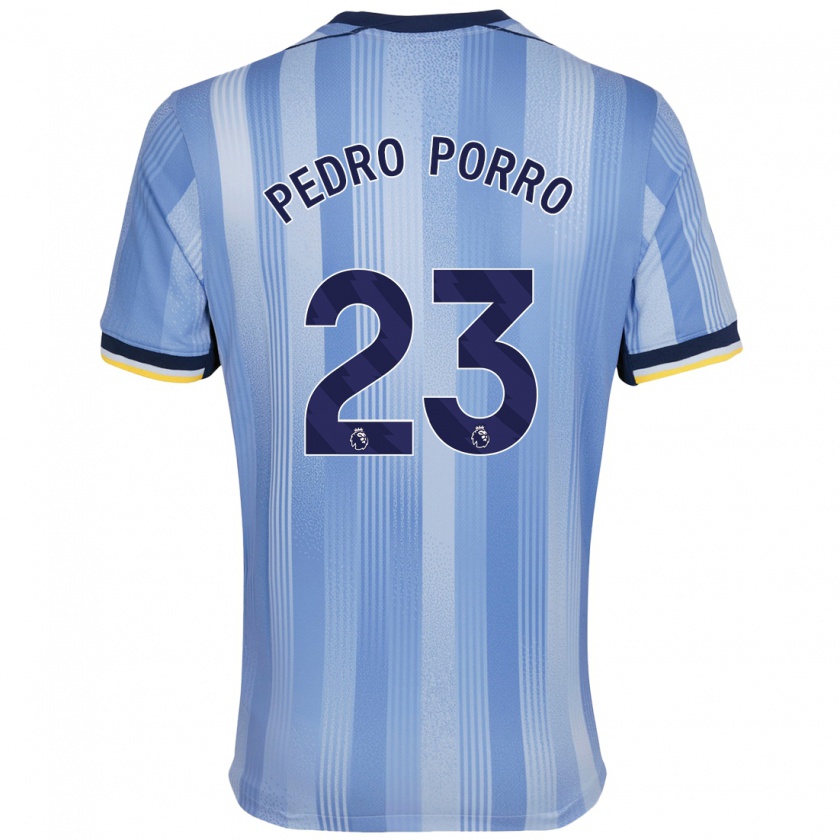 Kandiny Enfant Maillot Pedro Porro #23 Bleu Clair Tenues Extérieur 2024/25 T-Shirt