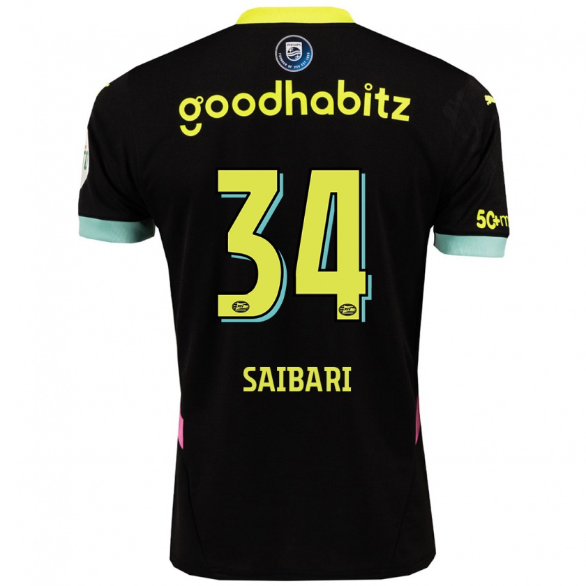 Kandiny Enfant Maillot Ismael Saibari #34 Noir Jaune Tenues Extérieur 2024/25 T-Shirt