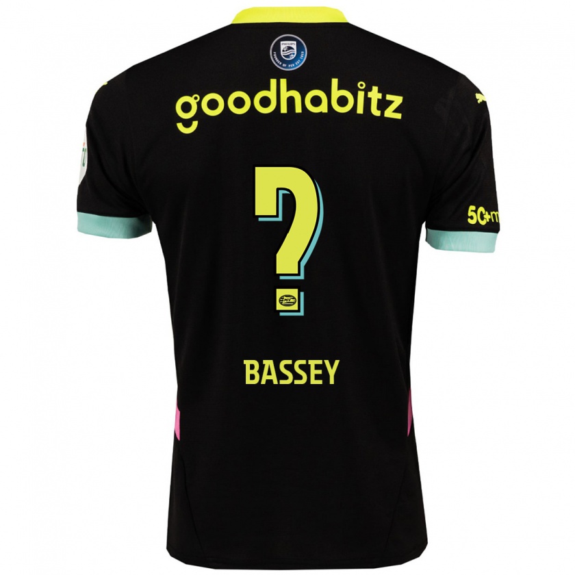 Kandiny Enfant Maillot Essien Bassey #0 Noir Jaune Tenues Extérieur 2024/25 T-Shirt