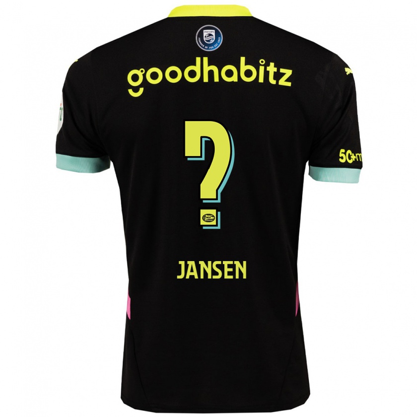 Kandiny Enfant Maillot Koen Jansen #0 Noir Jaune Tenues Extérieur 2024/25 T-Shirt