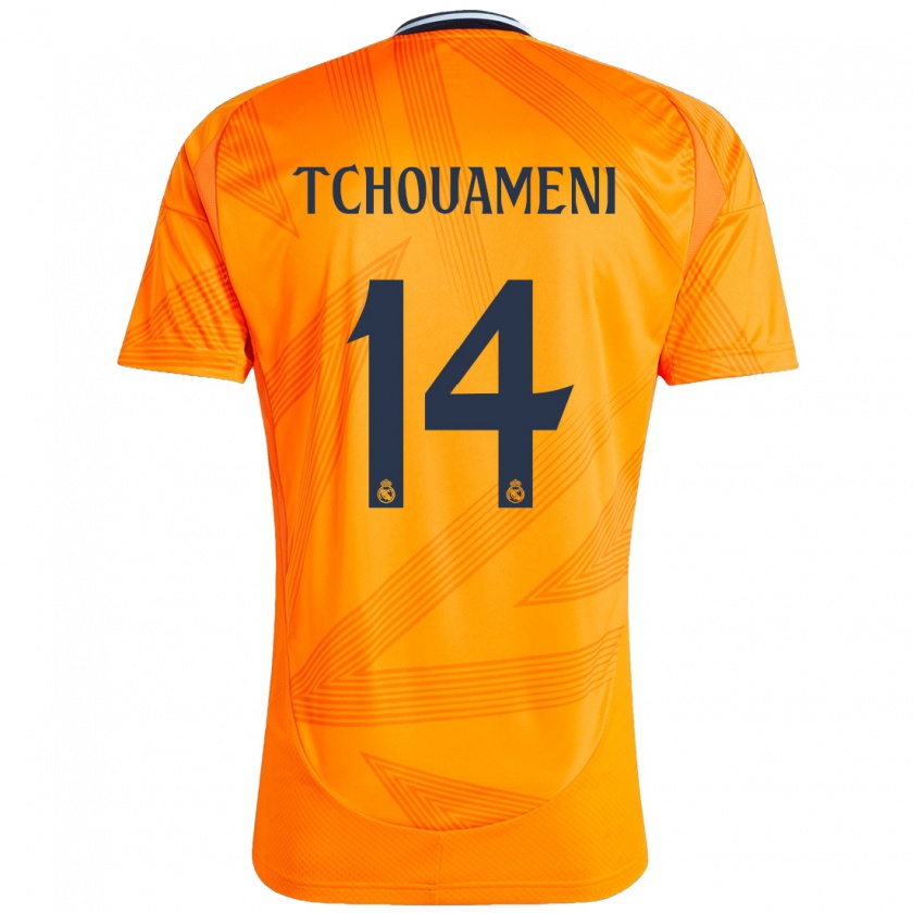 Kandiny Enfant Maillot Aurélien Tchouaméni #14 Orange Tenues Extérieur 2024/25 T-Shirt