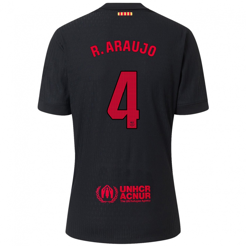 Kandiny Enfant Maillot Ronald Araujo #4 Noir Rouge Tenues Extérieur 2024/25 T-Shirt