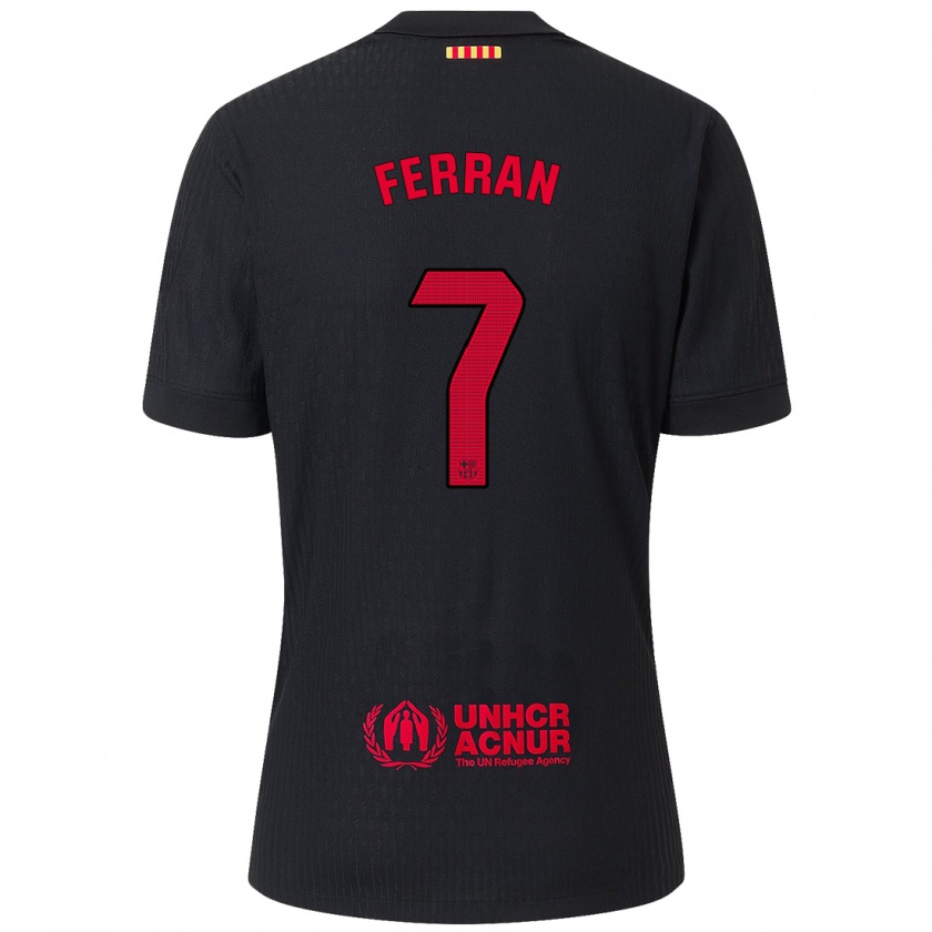 Kandiny Enfant Maillot Ferran Torres #7 Noir Rouge Tenues Extérieur 2024/25 T-Shirt