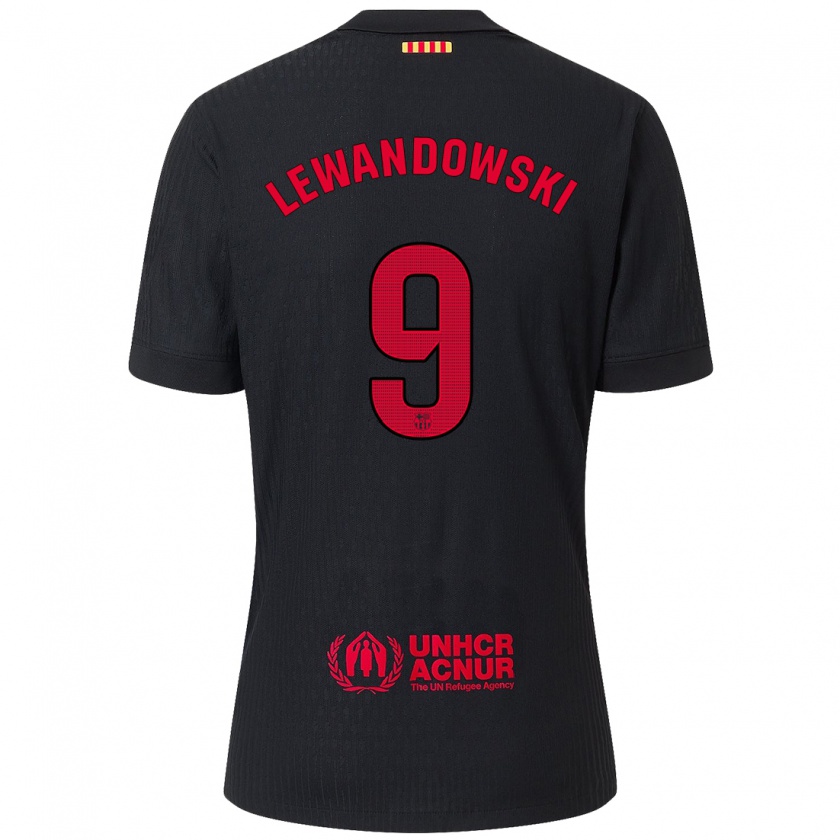 Kandiny Enfant Maillot Robert Lewandowski #9 Noir Rouge Tenues Extérieur 2024/25 T-Shirt