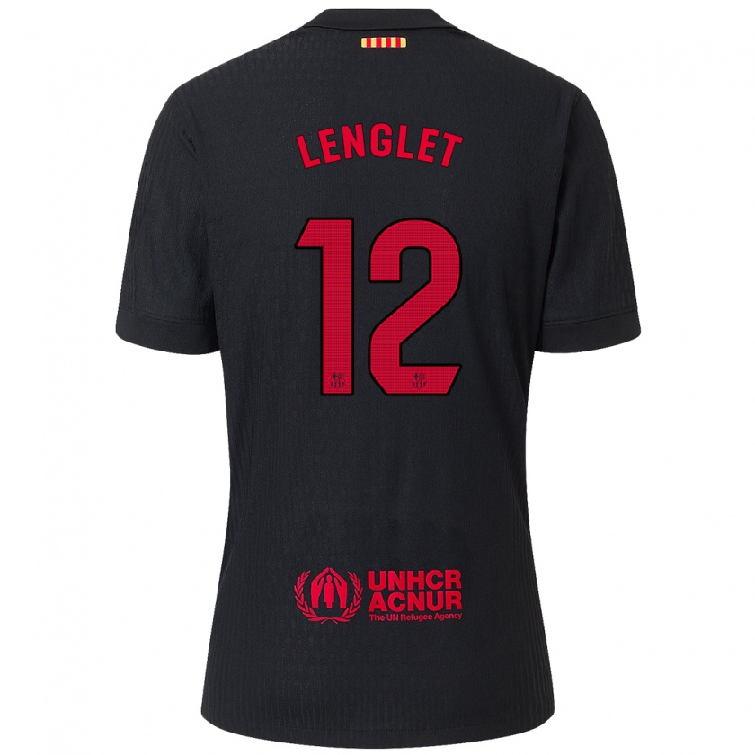 Kandiny Enfant Maillot Clément Lenglet #12 Noir Rouge Tenues Extérieur 2024/25 T-Shirt