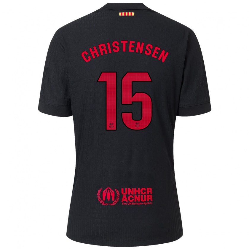 Kandiny Enfant Maillot Andreas Christensen #15 Noir Rouge Tenues Extérieur 2024/25 T-Shirt