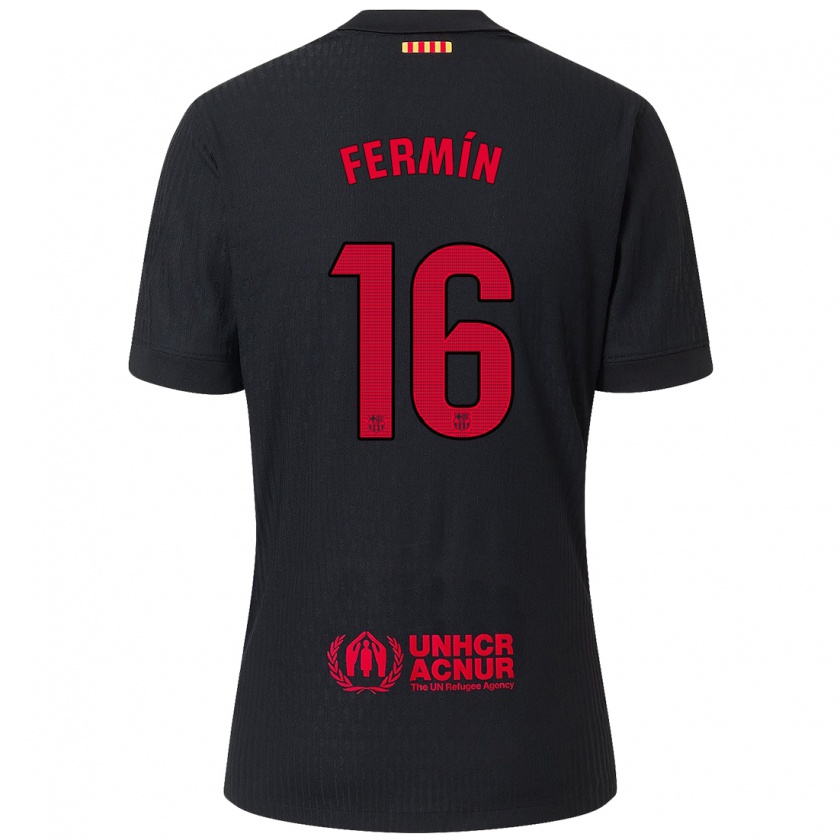 Kandiny Enfant Maillot Fermín López #16 Noir Rouge Tenues Extérieur 2024/25 T-Shirt