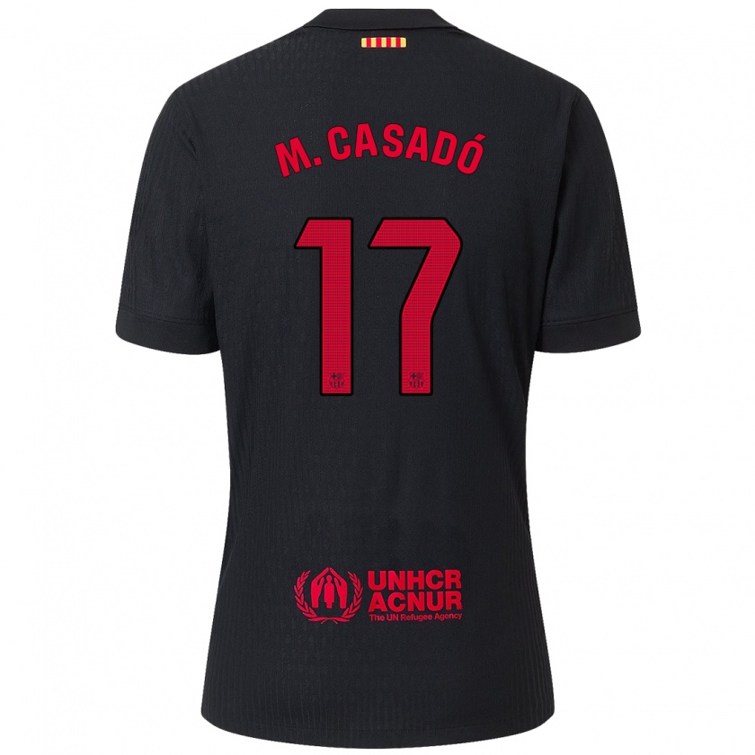 Kandiny Enfant Maillot Marc Casadó #17 Noir Rouge Tenues Extérieur 2024/25 T-Shirt