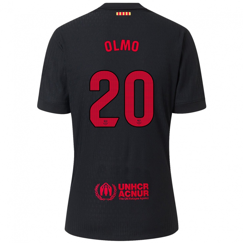 Kandiny Enfant Maillot Dani Olmo #20 Noir Rouge Tenues Extérieur 2024/25 T-Shirt