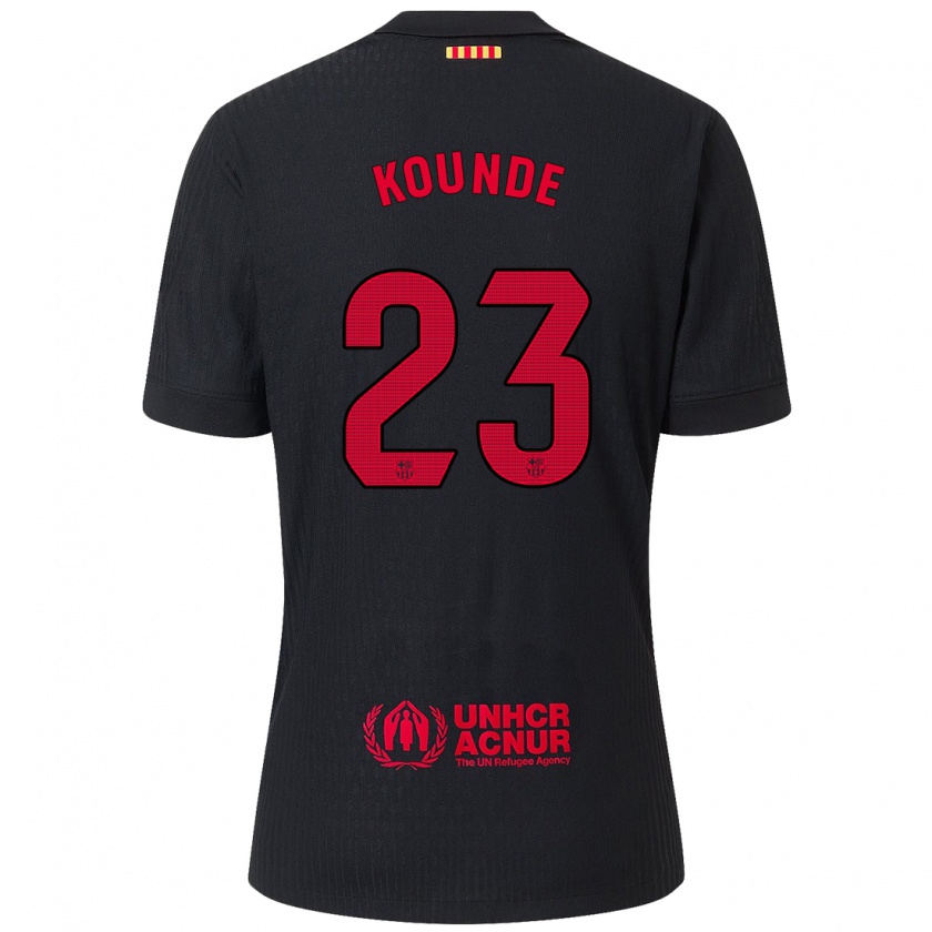 Kandiny Enfant Maillot Jules Koundé #23 Noir Rouge Tenues Extérieur 2024/25 T-Shirt