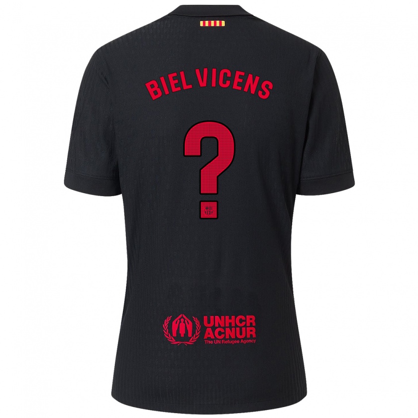 Kandiny Enfant Maillot Biel Vicens #0 Noir Rouge Tenues Extérieur 2024/25 T-Shirt