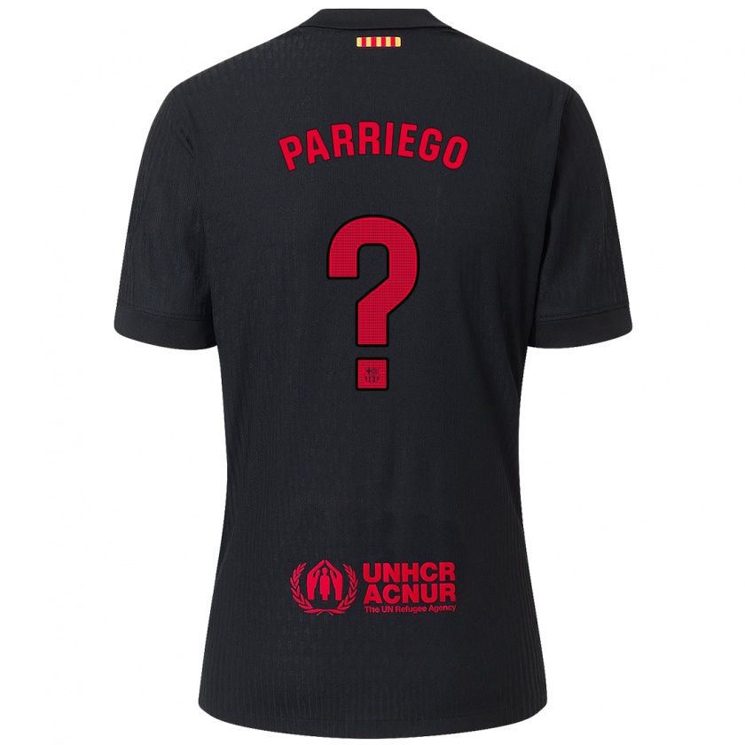 Kandiny Enfant Maillot Marcos Parriego #0 Noir Rouge Tenues Extérieur 2024/25 T-Shirt