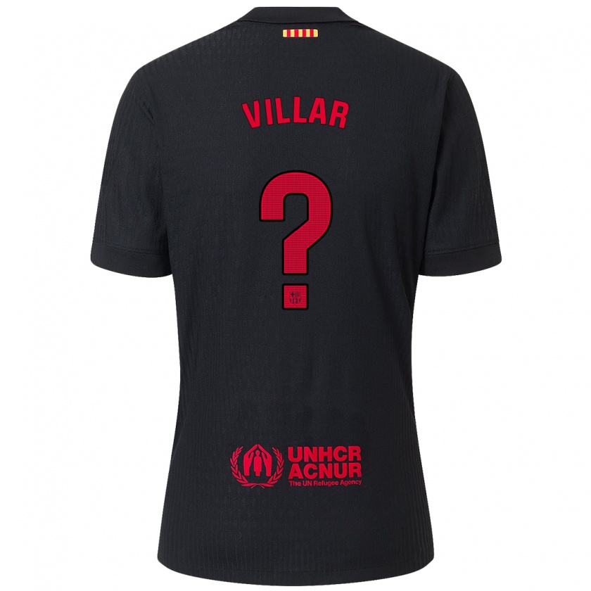 Kandiny Enfant Maillot Pedro Villar #0 Noir Rouge Tenues Extérieur 2024/25 T-Shirt