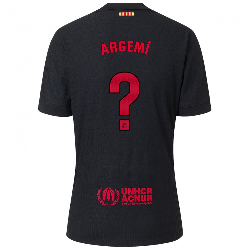 Kandiny Enfant Maillot Adam Argemí #0 Noir Rouge Tenues Extérieur 2024/25 T-Shirt