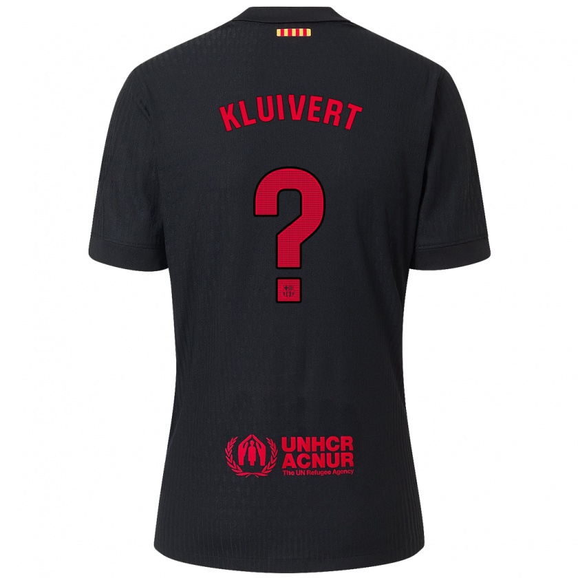 Kandiny Enfant Maillot Shane Kluivert #0 Noir Rouge Tenues Extérieur 2024/25 T-Shirt