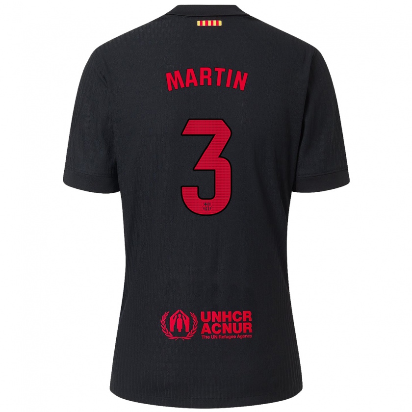 Kandiny Enfant Maillot Gerard Martín #3 Noir Rouge Tenues Extérieur 2024/25 T-Shirt