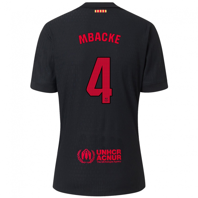 Kandiny Enfant Maillot Mamadou Mbacke #4 Noir Rouge Tenues Extérieur 2024/25 T-Shirt