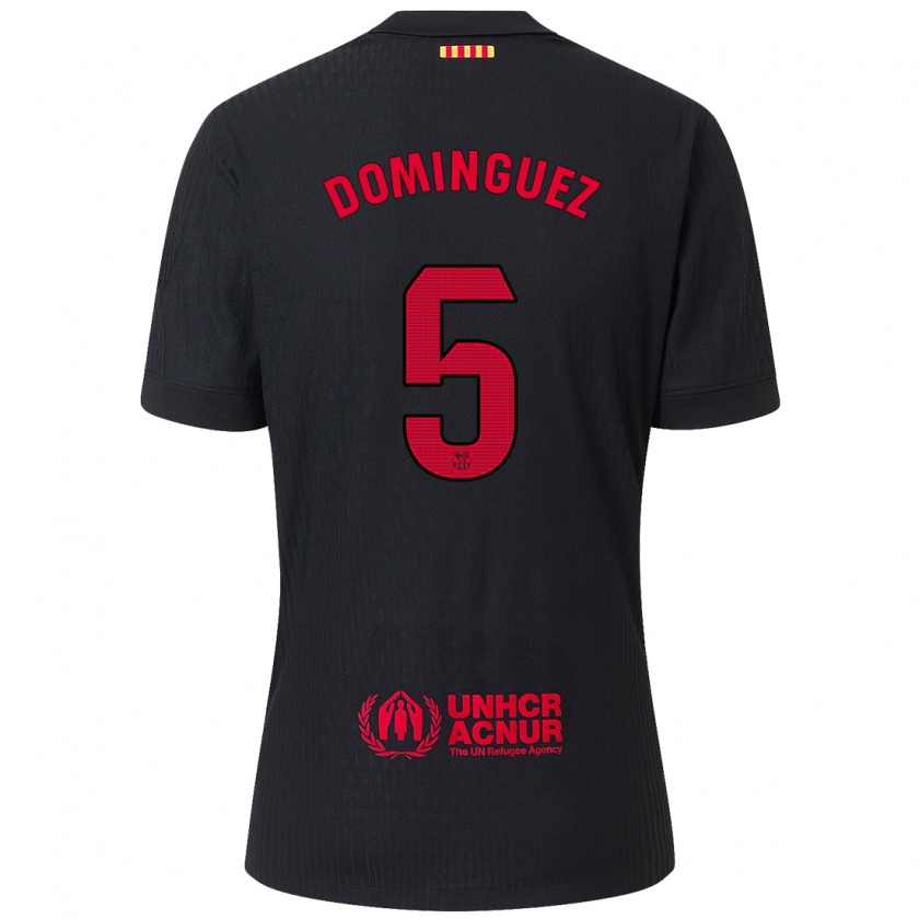 Kandiny Enfant Maillot Sergi Domínguez #5 Noir Rouge Tenues Extérieur 2024/25 T-Shirt