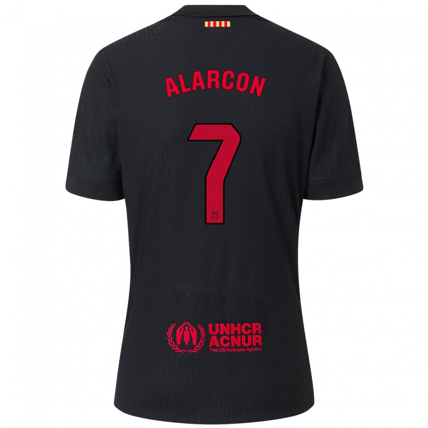 Kandiny Enfant Maillot Ángel Alarcón #7 Noir Rouge Tenues Extérieur 2024/25 T-Shirt