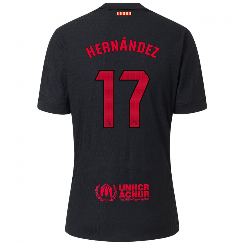 Kandiny Enfant Maillot Juan Hernández #17 Noir Rouge Tenues Extérieur 2024/25 T-Shirt