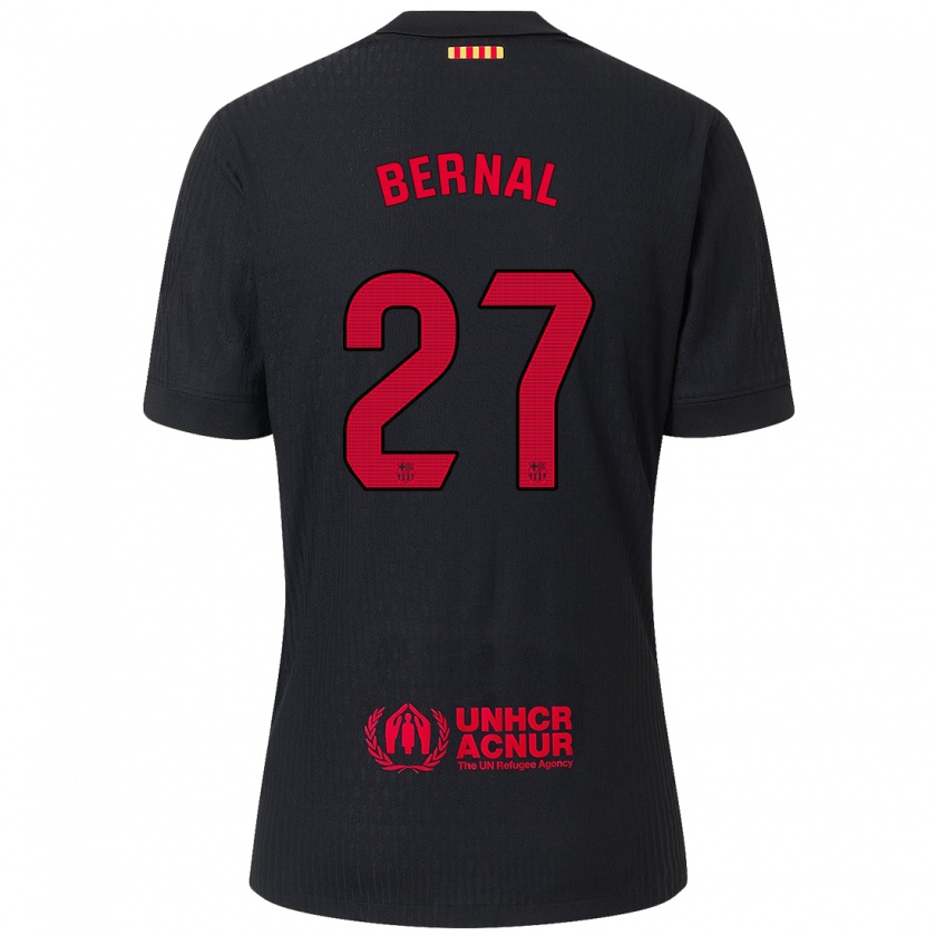 Kandiny Enfant Maillot Marc Bernal #27 Noir Rouge Tenues Extérieur 2024/25 T-Shirt