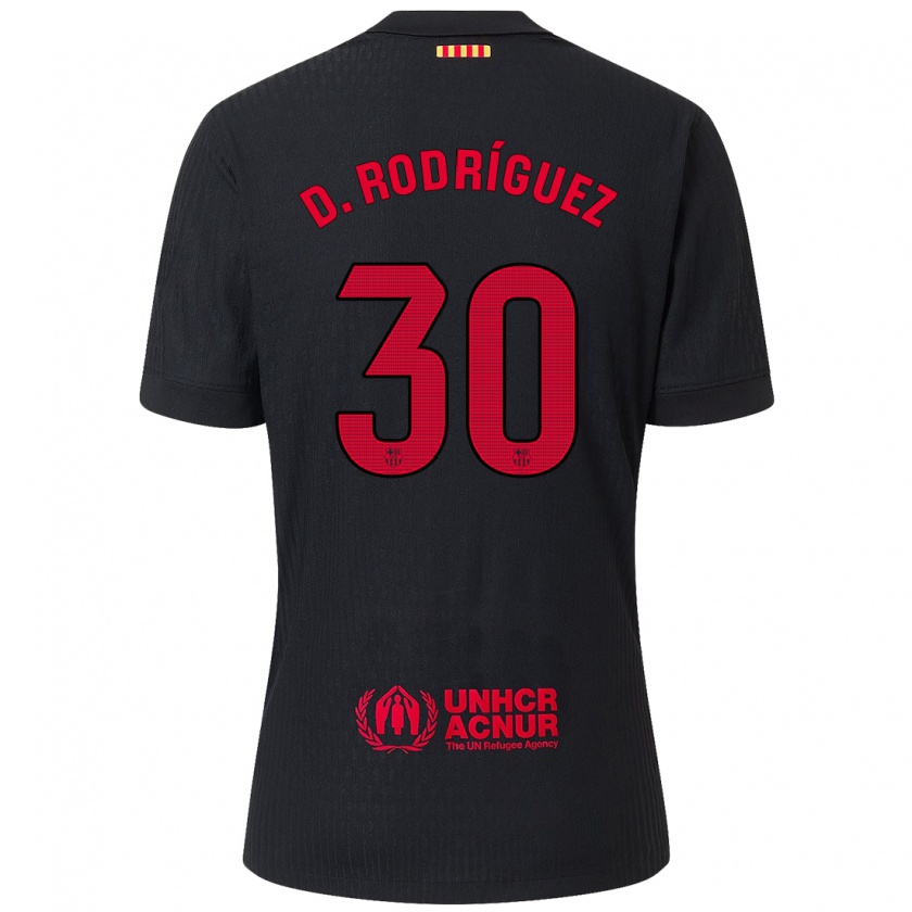 Kandiny Enfant Maillot Dani Rodríguez #30 Noir Rouge Tenues Extérieur 2024/25 T-Shirt