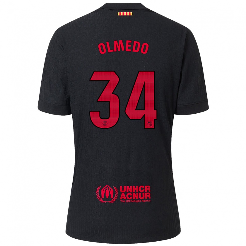 Kandiny Enfant Maillot Alexis Olmedo #34 Noir Rouge Tenues Extérieur 2024/25 T-Shirt