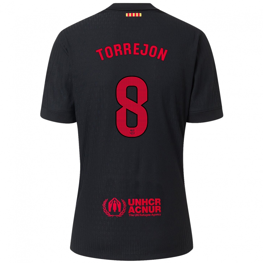 Kandiny Enfant Maillot Marta Torrejón #8 Noir Rouge Tenues Extérieur 2024/25 T-Shirt