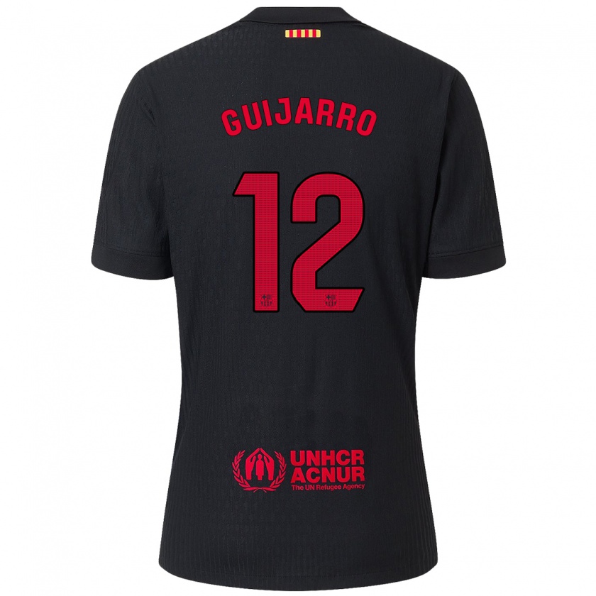 Kandiny Enfant Maillot Patricia Guijarro #12 Noir Rouge Tenues Extérieur 2024/25 T-Shirt