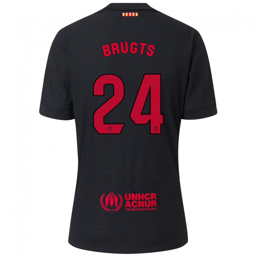 Kandiny Enfant Maillot Esmee Brugts #24 Noir Rouge Tenues Extérieur 2024/25 T-Shirt