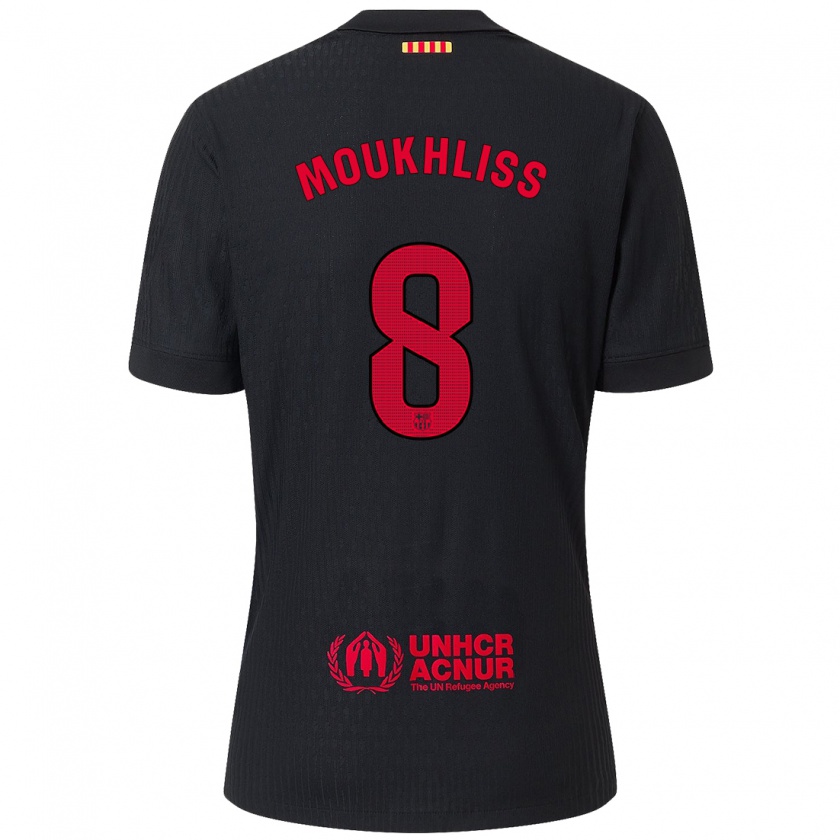 Kandiny Enfant Maillot Moha Moukhliss #8 Noir Rouge Tenues Extérieur 2024/25 T-Shirt